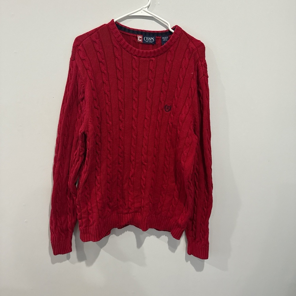 Chaps Men's Vibrant Red Crewneck Sweater